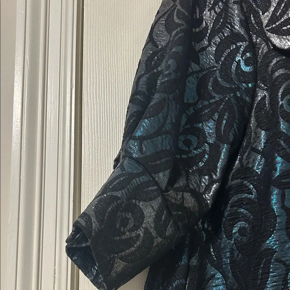 INC International Concepts Shimmering Black and Teal Jacket - Picture 3 of 4